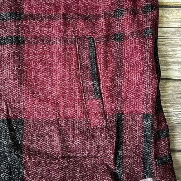 Burgundy & Black plaid Shacket - Picture 7 of 8